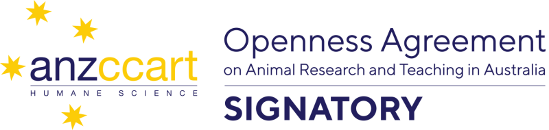 ANZCCART Openness Agreement on Animal Research and Teaching in Australia logo showing Federation University Australia as a signatory