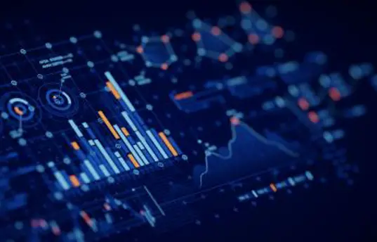 Graphs and figures in blue blue tones