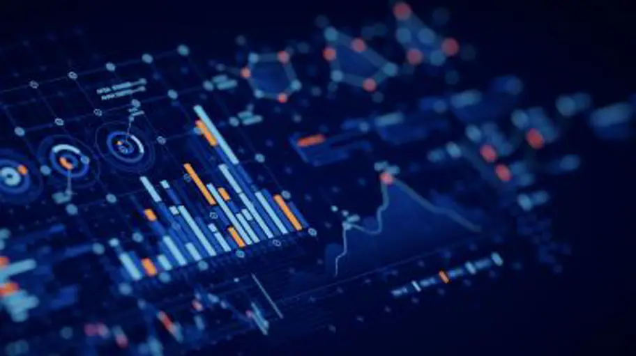 Graphs and figures in blue tones